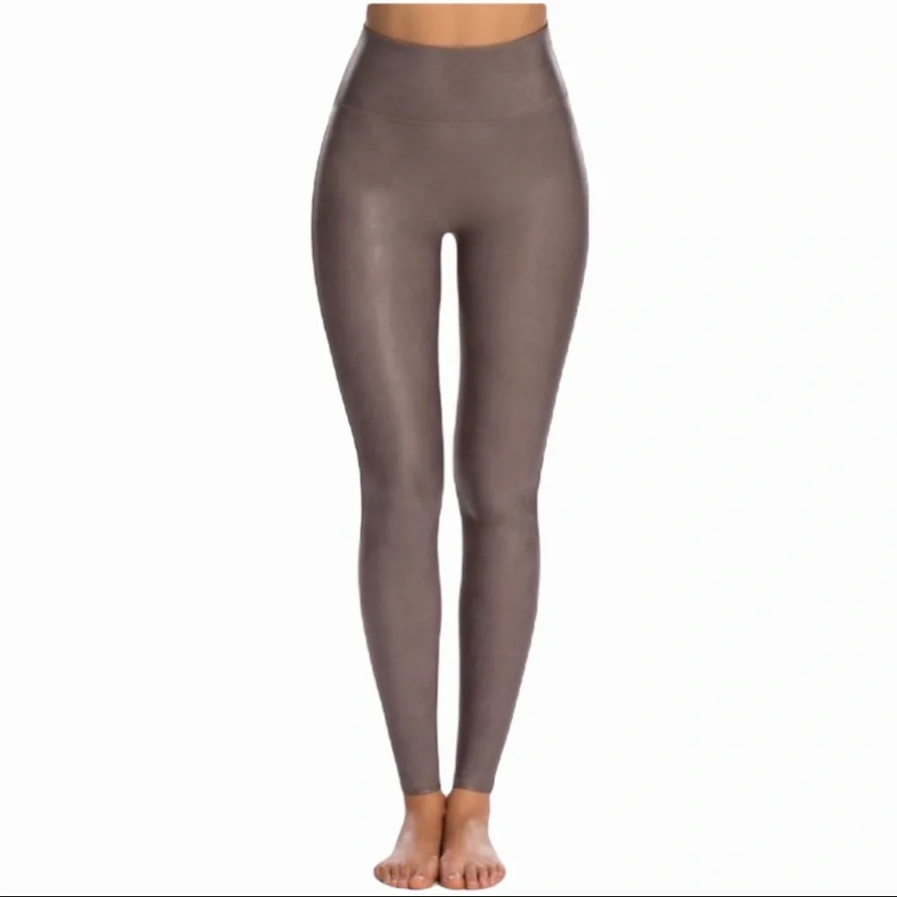 Spanx Faux Leather Leggings in Color Antique Rose - Picture 2 of 5